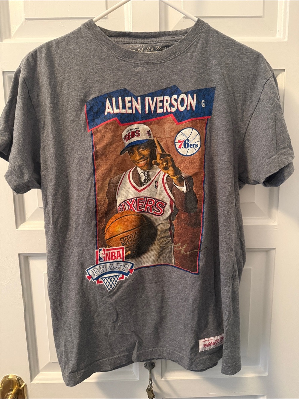 Mitchell & Ness Gray Allen Iverson Draft Graphic Tee - Kids